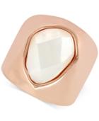 Robert Lee Morris Soho Rose Gold-tone Mother Of Pearl-look Sculptural Statement Ring