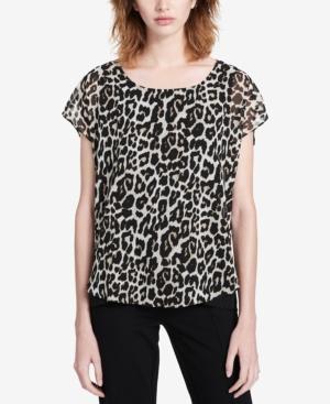 Calvin Klein Chiffon Leopard-print Top