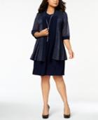 R & M Richards Plus Size Shift Dress & Metallic Jacket