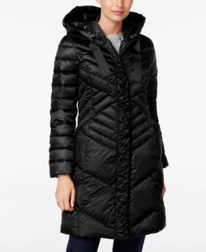 Tahari Hooded Ruched Puffer Coat