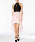 City Studios Juniors' Lace Cutout-back High-low Dress