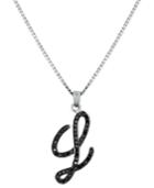Sterling Silver Necklace, Black Diamond L Initial Pendant (1/4 Ct. T.w.)