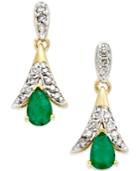 Emerald (3/4 Ct. T.w.) And Diamond (1/4 Ct. T.w.) Drop Earrings In 14k Gold