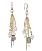 Paul & Pitu Naturally 14k Gold-plated Multi-stone Cultured Freshwater Pearl Drop Earrings