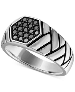 Esquire Men's Jewelry Diamond Brick Pattern Ring (1/2 Ct. T.w.) In Sterling Silver, Created For Macy's