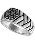 Esquire Men's Jewelry Diamond Brick Pattern Ring (1/2 Ct. T.w.) In Sterling Silver, Created For Macy's
