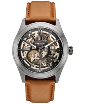 Kenneth Cole New York Men's Automatic Brown Leather Strap Watch 44x52mm 10030817