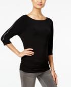 Inc International Concepts Petite Zip-trim Top, Created For Macy's
