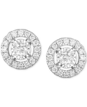 Diamond Open Halo Stud Earrings (1/2 Ct. T.w.) In 14k White Gold