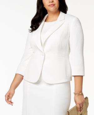 Kasper Plus Size Textured 3/4-sleeve Blazer