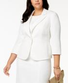 Kasper Plus Size Textured 3/4-sleeve Blazer