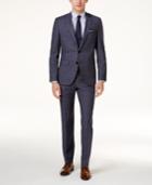 Hugo Boss Men's Slim-fit Medium Blue Textured Suit