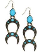 Silver-tone Turquoise-look Crescent Earrings
