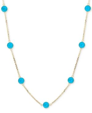 Effy Manufactured Turquoise Collar Necklace In 14k Gold, 16 + 2 Extender