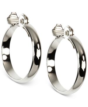 Anne Klein Silver-tone Wide Hoop Earrings