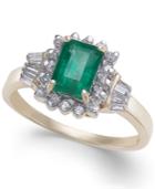 Emerald (9/10 Ct. T.w.) & Diamond (1/4 Ct. T.w.) Ring In 14k Gold