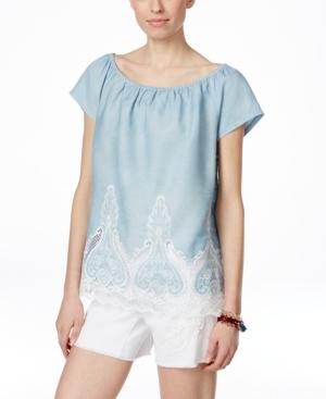 Inc International Concepts Lace-trim Peasant Blouse, Only At Macy's