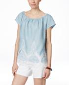Inc International Concepts Lace-trim Peasant Blouse, Only At Macy's