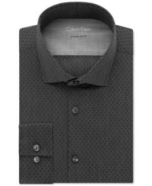 Calvin Klein Men's X Extra Slim-fit Stretch Black Double-dot Dress Shirt