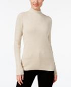 Karen Scott Cotton Marled Mock-turtleneck Sweater, Created For Macy's