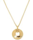 Hammered Open Disc Pendant Necklace In 10k Gold