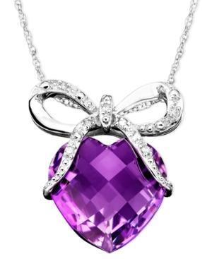 14k White Gold Pendant, Amethyst (5-1/3 Ct. T.w.) And Diamond Accent Bow