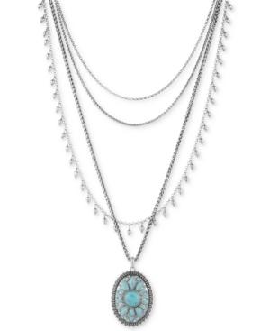 Lucky Brand Silver-tone Multi-layer Pendant Necklace