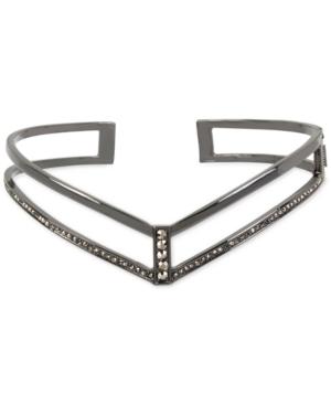 Inc International Concepts Hematite-tone Pave Gladiator Cut-out Collar Necklace, Only At Macy's