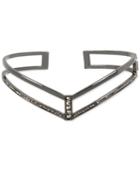 Inc International Concepts Hematite-tone Pave Gladiator Cut-out Collar Necklace, Only At Macy's