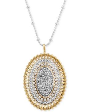 Lucky Brand Two-tone Pave Cluster Pendant Necklace