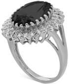 Onyx & Diamond Accent Ring In Sterling Silver