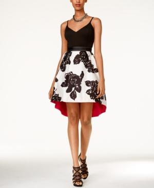 Teeze Me Juniors' Sleeveless Floral-print High-low Dress