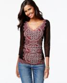 Inc International Concepts Printed Ruched Top, Only At Macy's