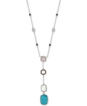 Judith Jack Silver-tone Multi-stone Lariat Necklace