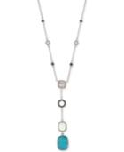 Judith Jack Silver-tone Multi-stone Lariat Necklace