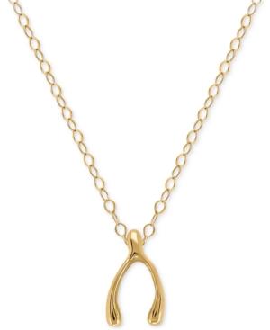 Wishbone Charm Pendant Necklace In 10k Gold