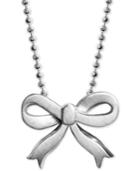 Alex Woo Ribbon Bow Pendant Necklace In Sterling Silver