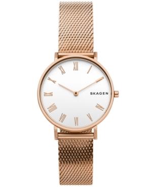 Skagen Women's Hald Rose Gold-tone Silk-mesh Bracelet Watch 34mm