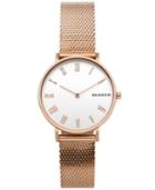 Skagen Women's Hald Rose Gold-tone Silk-mesh Bracelet Watch 34mm