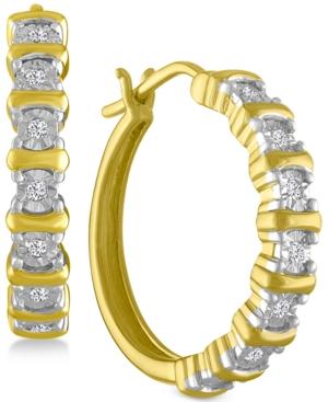 Diamond Hoop Earrings (1/10 Ct. T.w.) In 14k Gold-plated Sterling Silver