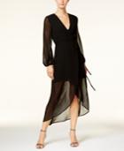 Bardot Sheer Illusion High-low Wrap Dress