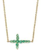 10k Gold Necklace, Emerald Sideways Cross Pendant (1/4 Ct. T.w.)