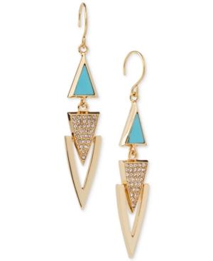 Vera Bradley Gold-tone Pave & Blue Stone Drop Earrings