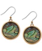Lucky Brand Gold-tone Round Abalone-look Drop Earrings