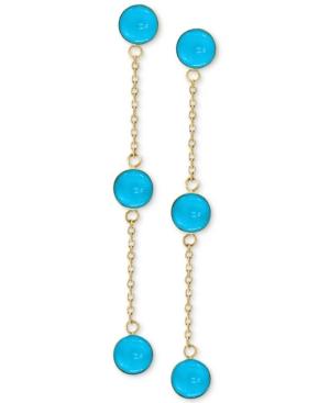 Effy Manufactured Turquoise (5mm) Drop Earrings In 14k Gold