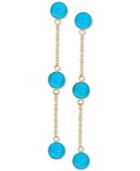Effy Manufactured Turquoise (5mm) Drop Earrings In 14k Gold