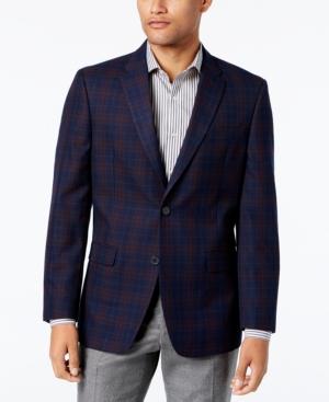 Tommy Hilfiger Men's Slim-fit Navy Plaid Sport Coat