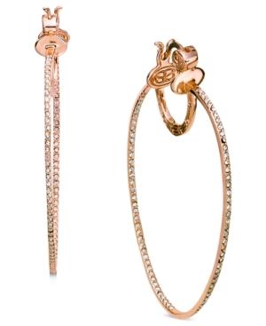Sis By Simone I Smith 18k Rose Gold Over Sterling Silver Earrings, Crystal In-and-out Hoop Earrings