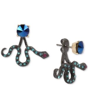 Betsey Johnson Two-tone Blue Stone Snake Front-back Earrings