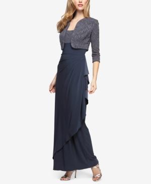 Alex Evenings Draped Gown & Glitter Bolero Jacket